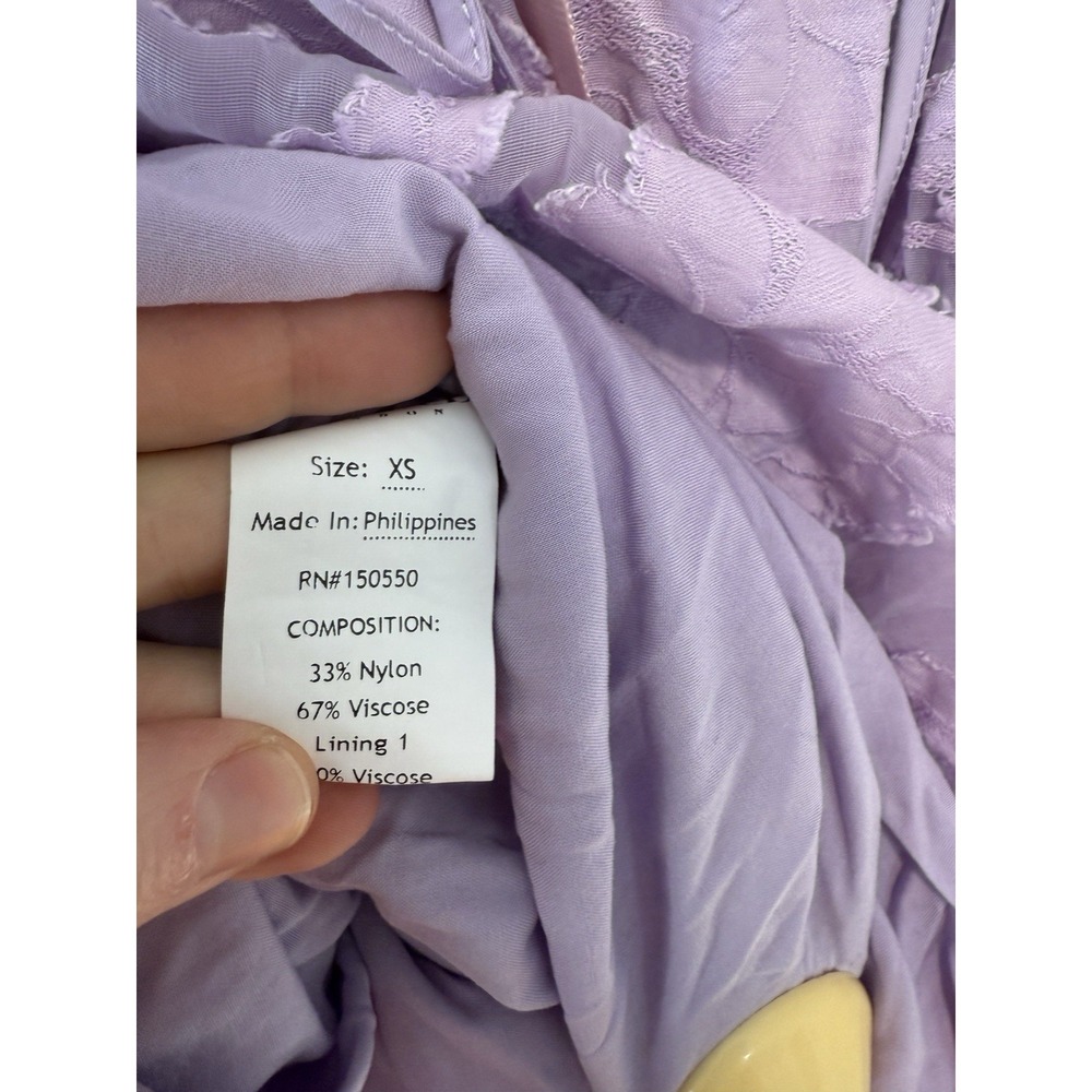 House of CB NWT Mira Orchid Floral Jacquard Tiered Lilac Midi Dress Size XS - Picture 10 of 12